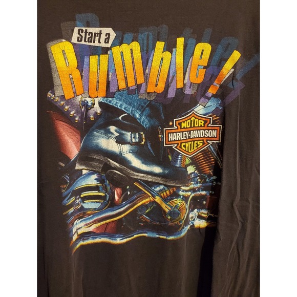 Vintage 80s 1988 Harley Davidson Rumble holoubek Motorcycle graphic T-shirt - Picture 2 of 9